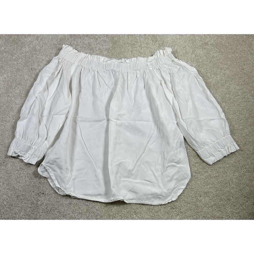 Style Envy Size L White Off‎ Shoulder 3/4 Sleeve Top Coastal Old Money Preppy